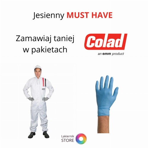 Rękawiczki nitrylowe niebieskie + Kominezon nylonowy wielokrotnego użytku